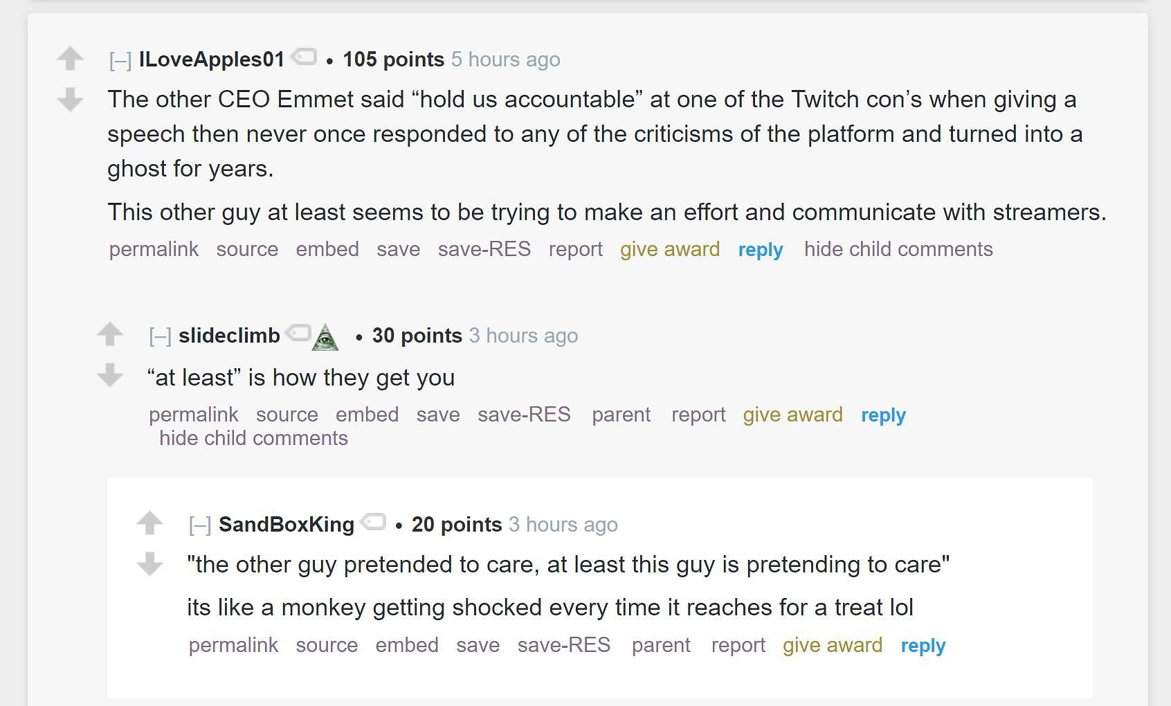 Fans on the streamer subreddit reacting to the clip 3/3 (Image via r/LivestreamFail)